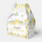 First Bee Day Floral Honey Bee Birthday Party Bedankdoosjes (Achterkant)