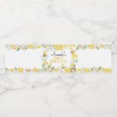 First Bee Day Floral Honey Bee Birthday Party Waterfles Etiket (Enkel label)