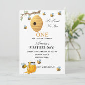 First Bee Day yellow honey 1st Birthday Kaart (Staand voorkant)