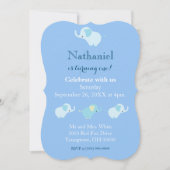 First Birthday Baby Blue Elephants Kaart (Voorkant)