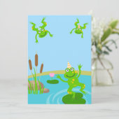First birthday baby frog family party kaart (Staand voorkant)