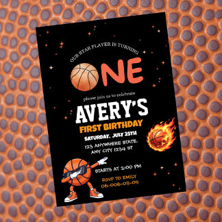 First birthday Basketball Invitation Kaart