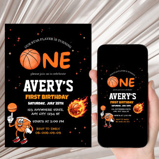 First birthday Basketball Invitation Kaart
