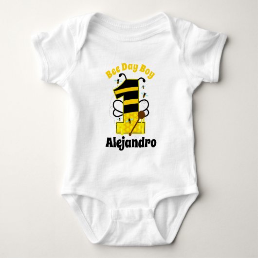 First Birthday Boy Bee Romper (Voorkant)