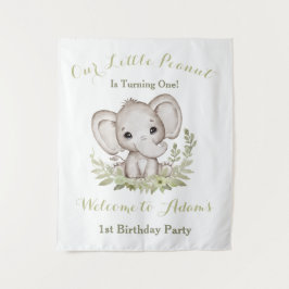 First Birthday Boy Elephant Welcome Sign Tapestry Wandkleed