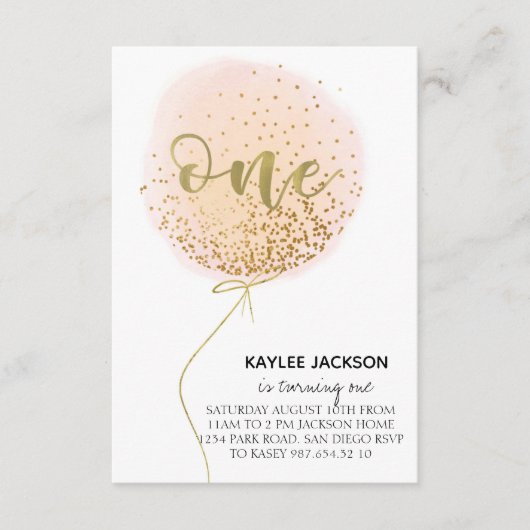 First birthday, Cotton candy balloon Informatiekaartje (Voorkant)