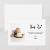First Birthday Custom Photo Modern script note Bedankkaart (Voorkant / Achterkant)