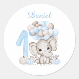 First Birthday Cute Elephant Herfst Boy Sticker