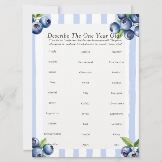 First Birthday Describe One year old berry game  Feestdagenkaart (Voorkant)