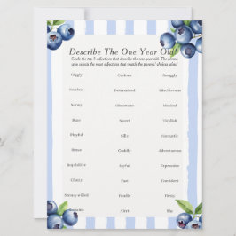 First Birthday Describe One year old berry game  Feestdagenkaart