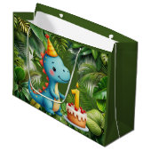 First Birthday Dino  Groot Cadeauzakje (Voorkant Gekanteld)