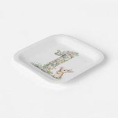 First Birthday Floral Bunny Papieren Bordje (Gebogen)