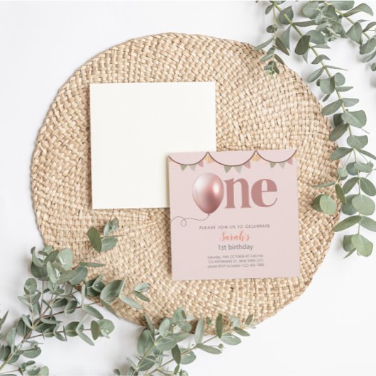 First Birthday Girl Invitation Kaart