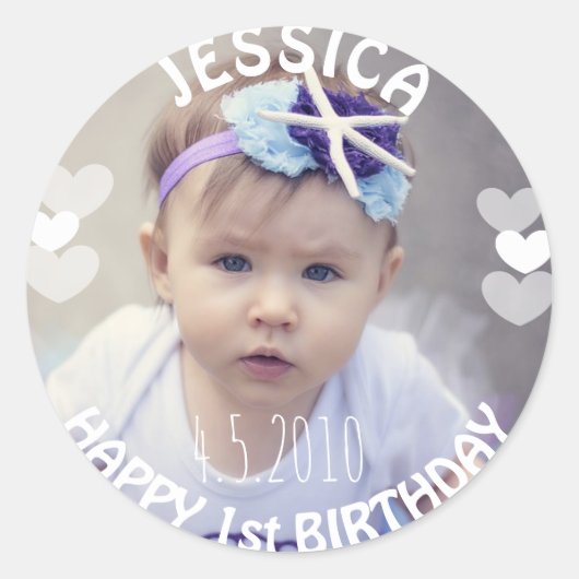 First Birthday Girl Sticker (Voorkant)