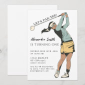 First Birthday Golf Party Kaart (Voorkant / Achterkant)