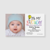 First Birthday Invitation Card - Custom Baby Photo (Voorkant)