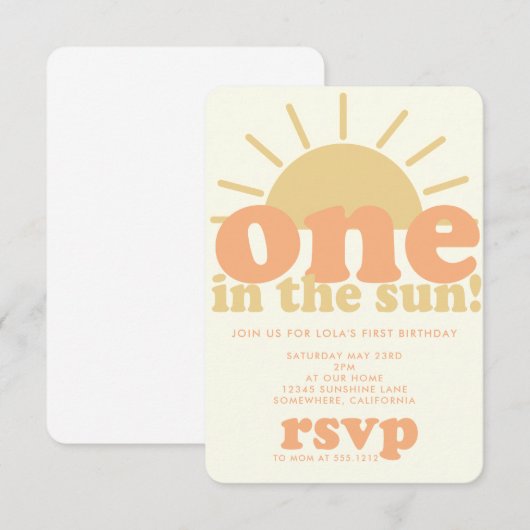 First Birthday Invite Kaart (Voorkant / Achterkant)