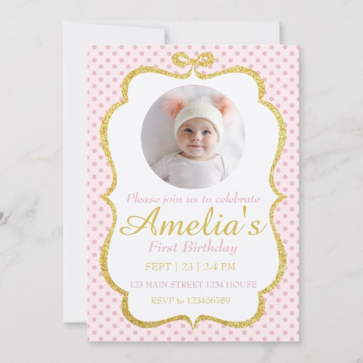 First Birthday Invite Kaart (Voorkant)