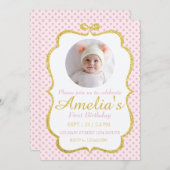 First Birthday Invite Kaart (Voorkant / Achterkant)