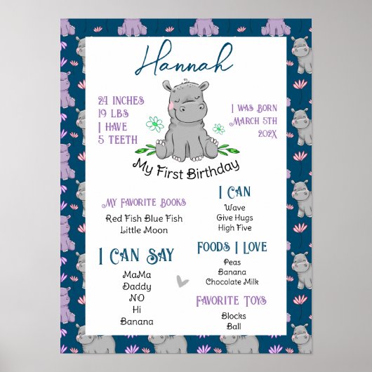 First Birthday Milestone Poster (Voorkant)