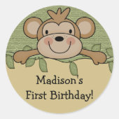 First Birthday Monkey Sticker (Voorkant)