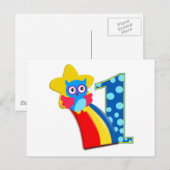 First Birthday Owl Briefkaart (Voorkant / Achterkant)
