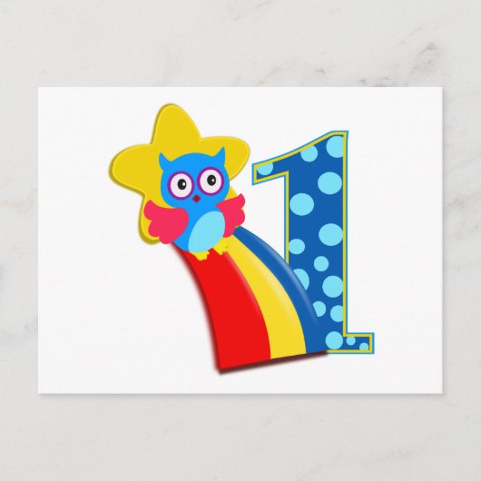 First Birthday Owl Briefkaart (Voorkant)