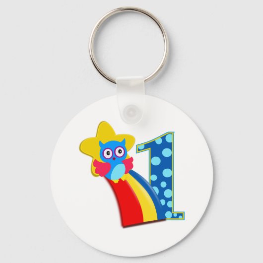 First Birthday Owl Sleutelhanger (Voorkant)