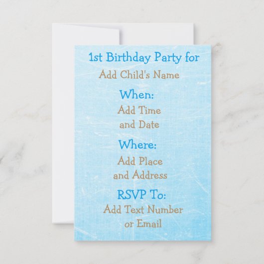 First Birthday Party for Baby Boy Invitations Kaart (Achterkant)