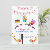 First Birthday Party Invitation, Kids 1st Birthday Kaart (Staand voorkant)