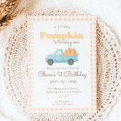 First Birthday Pumpkin Invitation - Blue Truck Kaart
