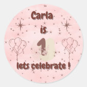  First Birthday Sticker – Cute Party Favor & Gift  (Voorkant)