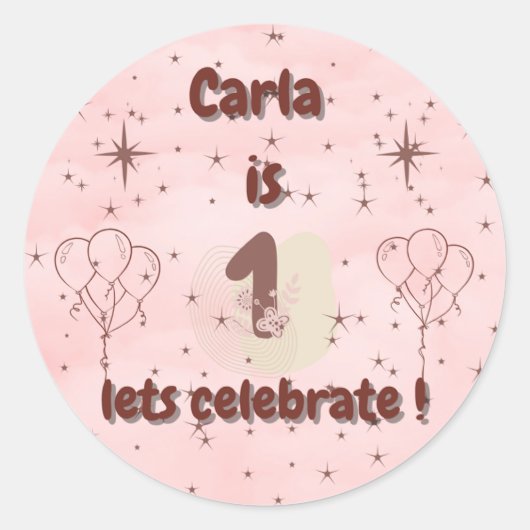  First Birthday Sticker – Cute Party Favor & Gift  (Voorkant)