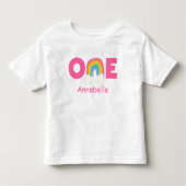 First Birthday T-Shirt Rainbow pinks (Voorkant)