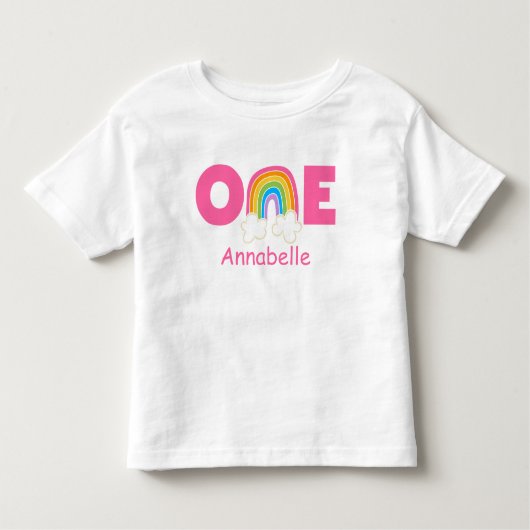 First Birthday T-Shirt Rainbow pinks (Voorkant)