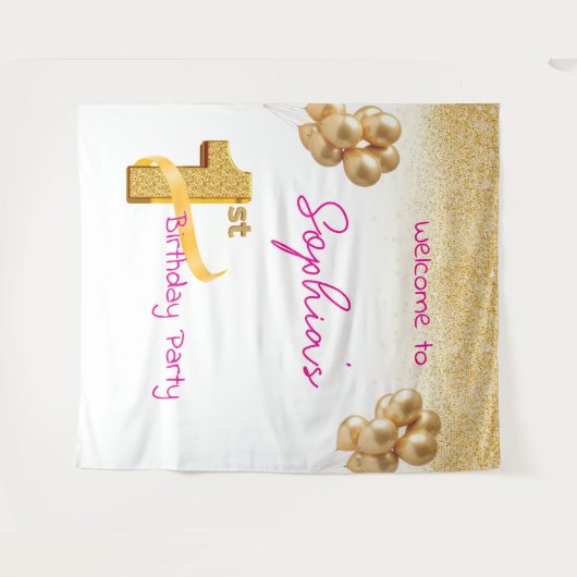 First Birthday Tapestry Wandkleed (Voorkant (horizontaal))