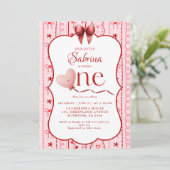 First Birthday valentine baby birthday party Kaart (Staand voorkant)