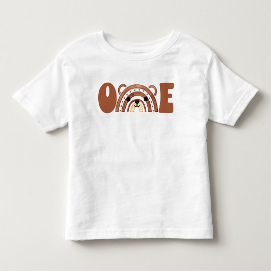 First Birthday Woodland Beer Boho Rainbow Kinder Shirts (Voorkant)