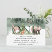 First Birthday Woodland Beer Deer Waterverf Kaart (Staand voorkant)