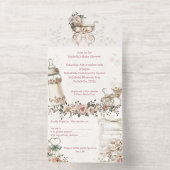 First Bloom All-in-One Baby Shower Uitnodiging met (Binnenkant)