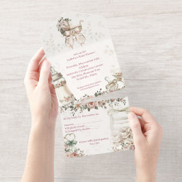 First Bloom All-in-One Baby Shower Uitnodiging met