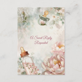 First Bloom Baby Shower Antwoordkaart Informatiekaartje