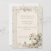 First Bloom Floral Tea Party Sweet 16 Invitation Kaart (Achterkant)