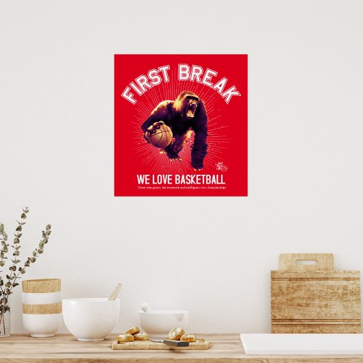 First Break, Love Basketball, gorilla (white ver.) Poster (Keuken)
