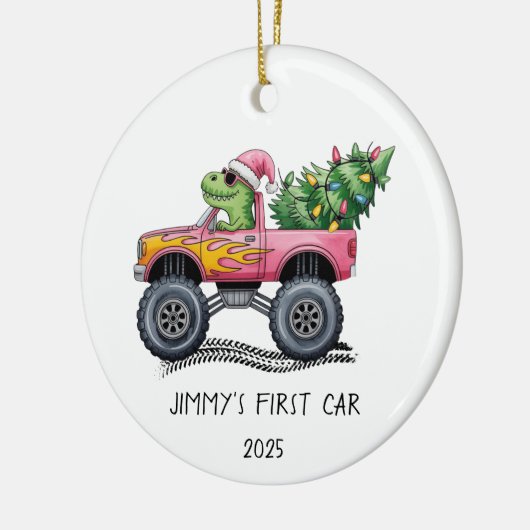 First Car Personalized Dinosaur Monster Truck Keramisch Ornament (Links)