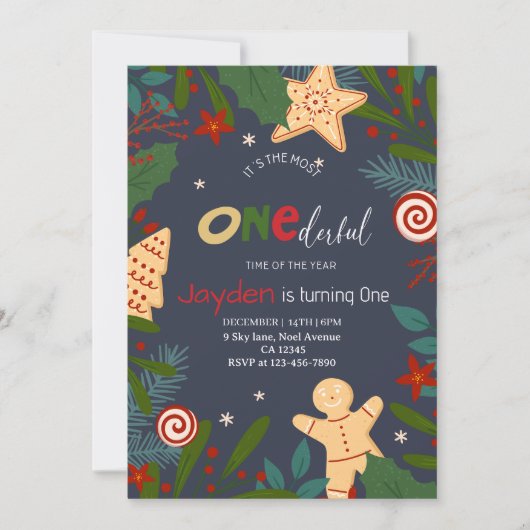 First Christmas 1st Birthday Boy-Holiday Celebrate Kaart (Voorkant)