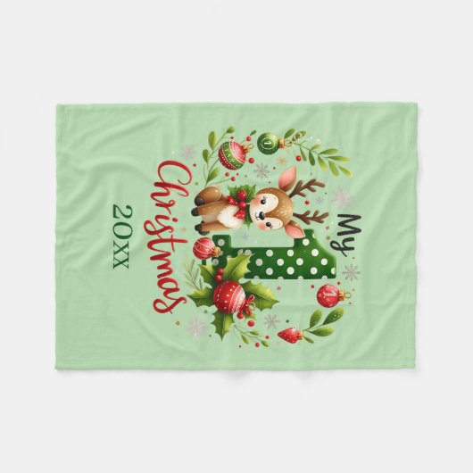 First Christmas add year baby Fleece Blanket (Voorkant (Horizontaal))