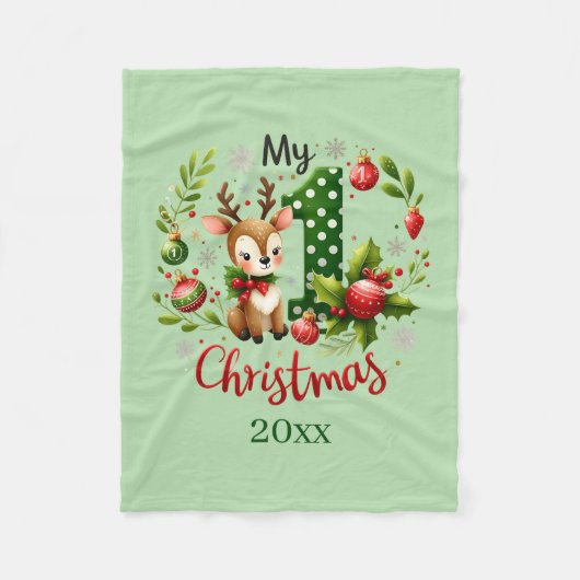 First Christmas add year baby Fleece Blanket Deken (Voorkant)