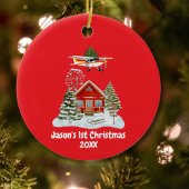 First Christmas Airplane Tree Pilot Boy Keramisch Ornament