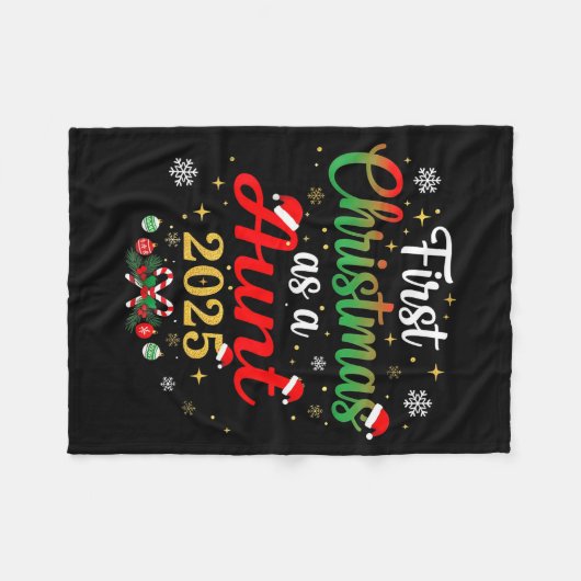 First Christmas As A Aunt 2025 New Mommy Xmas  Fleece Deken (Voorkant (Horizontaal))